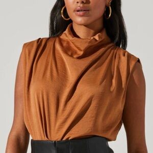 NEW Joie Tan Sleeveless High Neck Blouse Large